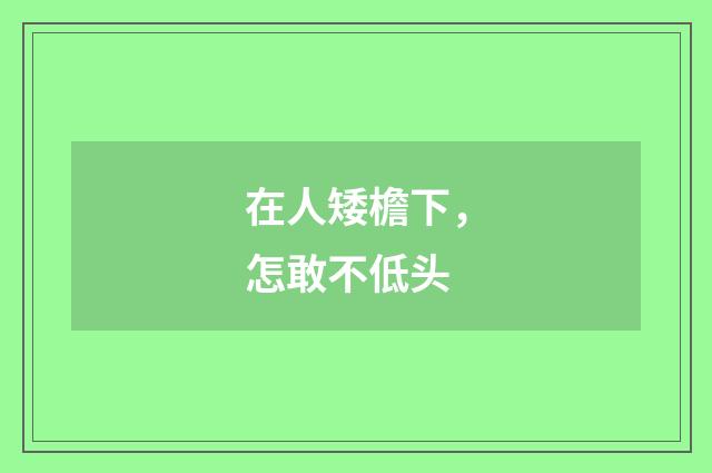 在人矮檐下，怎敢不低头