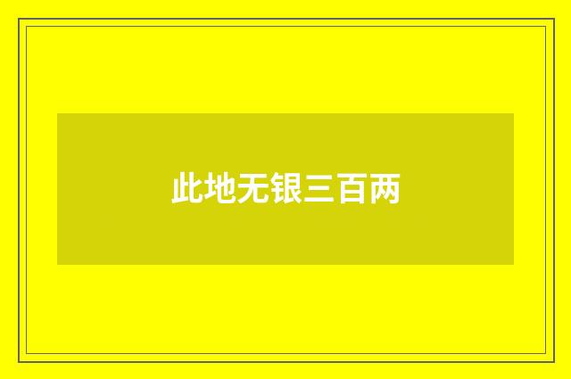 此地无银三百两