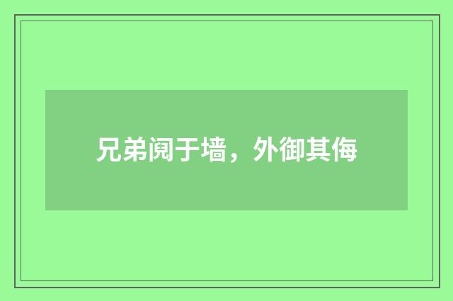 兄弟阋于墙，外御其侮