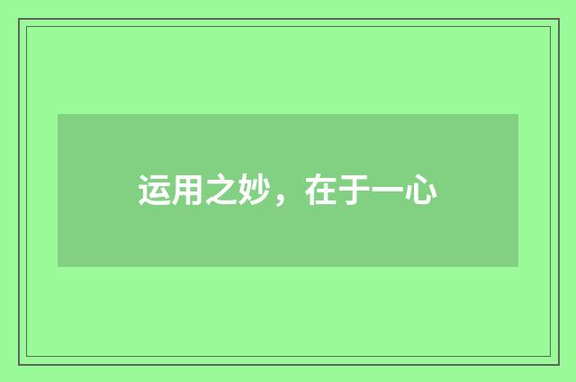 运用之妙，在于一心