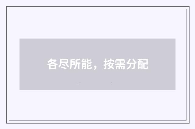 各尽所能，按需分配