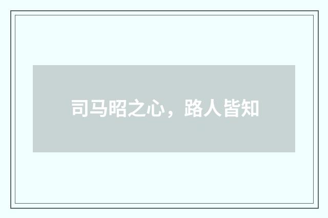 司马昭之心，路人皆知