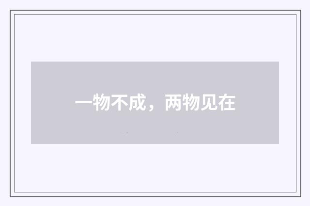 一物不成，两物见在