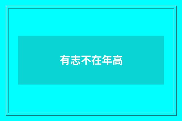 有志不在年高