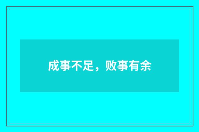 成事不足，败事有余