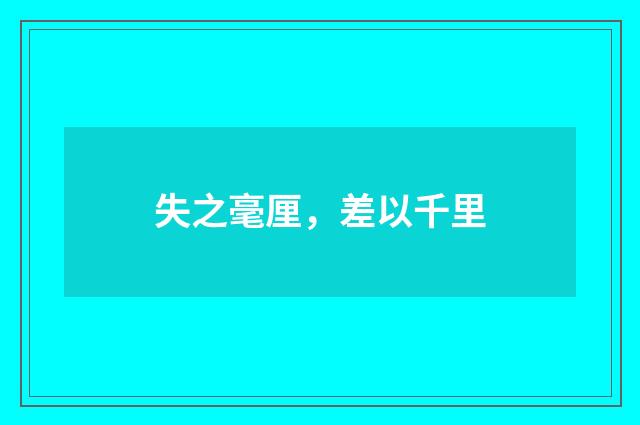 失之毫厘，差以千里