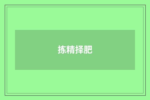 拣精择肥