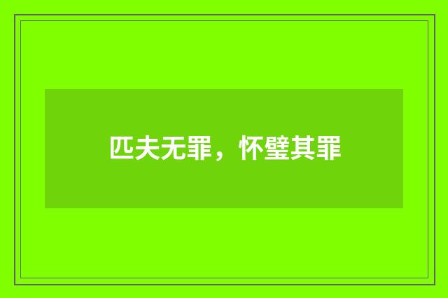 匹夫无罪，怀璧其罪