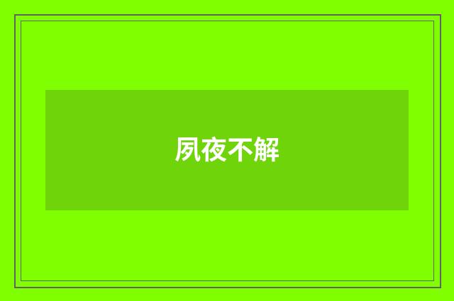 夙夜不解