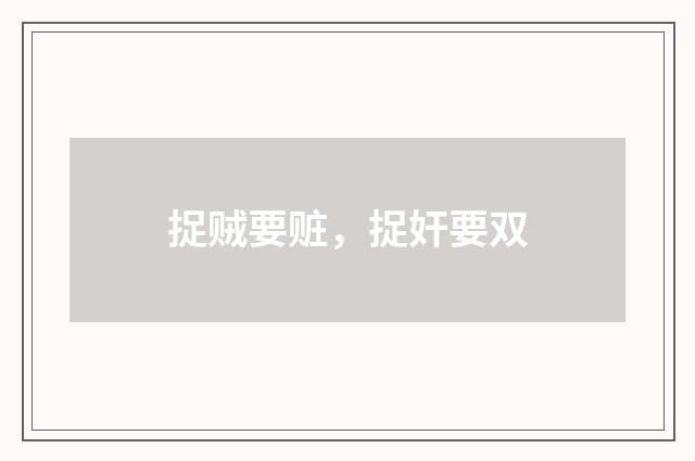 捉贼要赃，捉奸要双