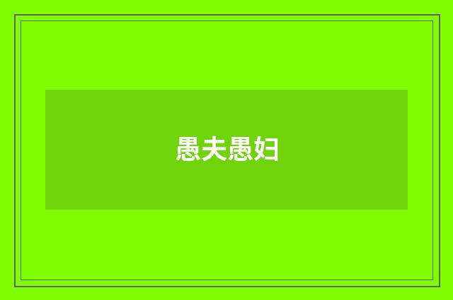 愚夫愚妇