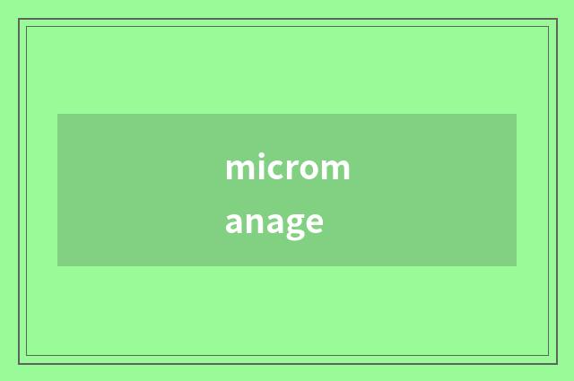 micromanage