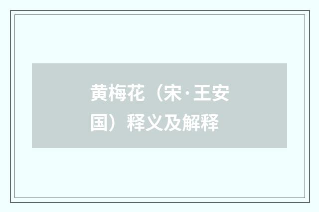 黄梅花（宋·王安国）释义及解释