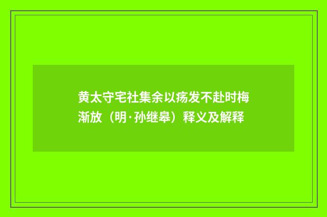 黄太守宅社集余以疡发不赴时梅渐放（明·孙继皋）释义及解释