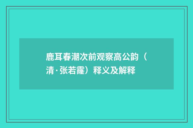 鹿耳春潮次前观察高公韵（清·张若霳）释义及解释