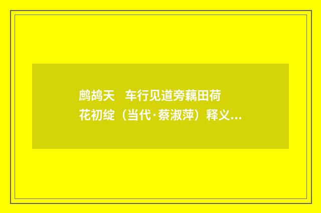 鹧鸪天 车行见道旁藕田荷花初绽（当代·蔡淑萍）释义及解释