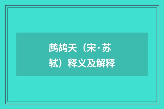 鹧鸪天（宋·苏轼）释义及解释