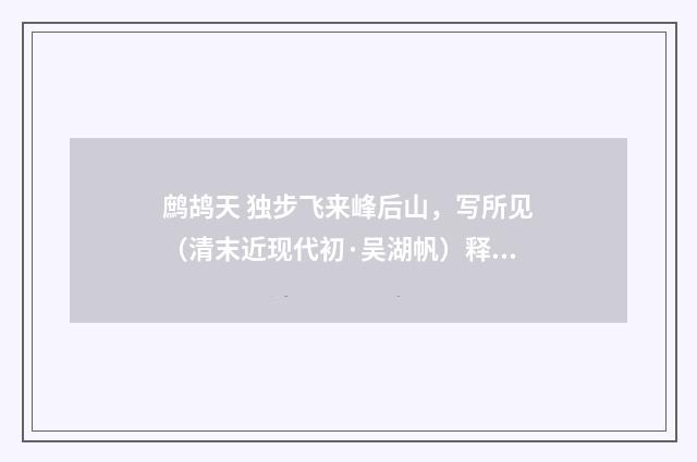鹧鸪天 独步飞来峰后山，写所见（清末近现代初·吴湖帆）释义及解释