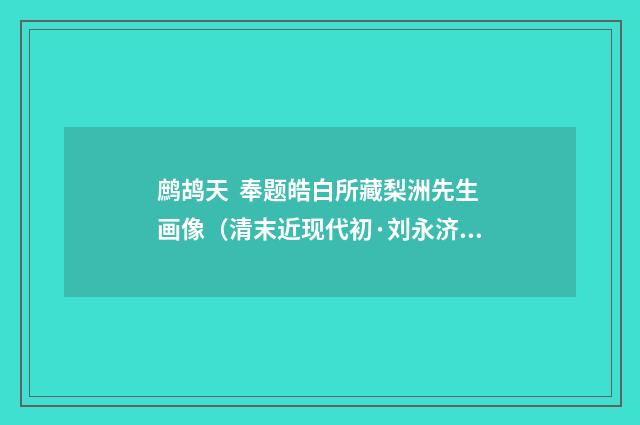 鹧鸪天 奉题皓白所藏梨洲先生画像（清末近现代初·刘永济）释义及解释