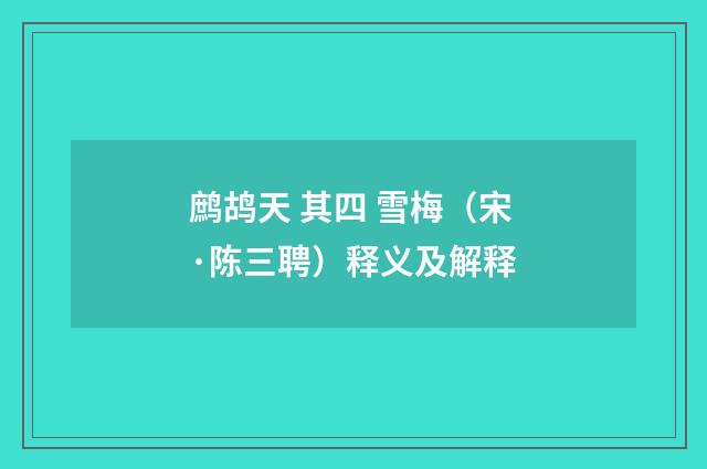 鹧鸪天 其四 雪梅（宋·陈三聘）释义及解释