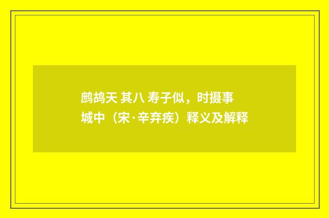 鹧鸪天 其八 寿子似，时摄事城中（宋·辛弃疾）释义及解释