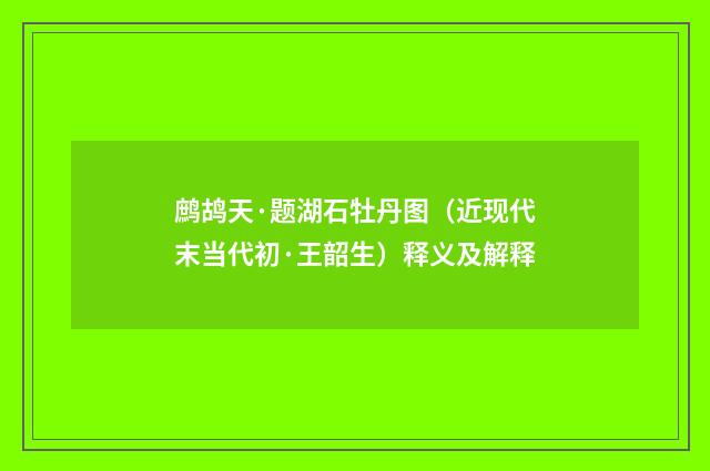 鹧鸪天·题湖石牡丹图（近现代末当代初·王韶生）释义及解释