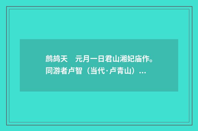 鹧鸪天　元月一日君山湘妃庙作。同游者卢智（当代·卢青山）释义及解释