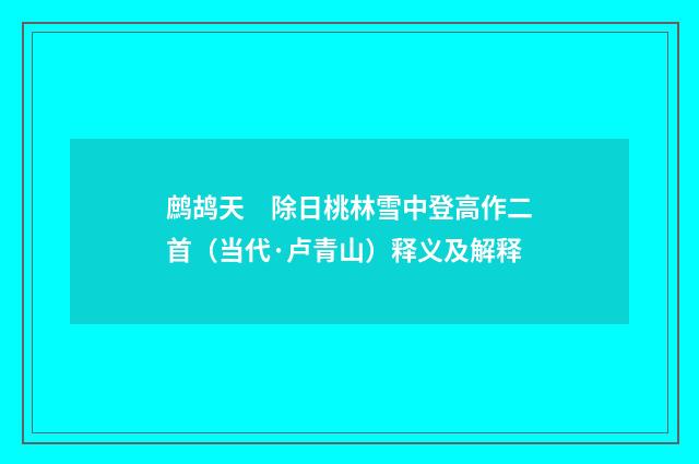 鹧鸪天　除日桃林雪中登高作二首（当代·卢青山）释义及解释