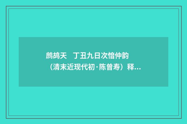 鹧鸪天 丁丑九日次愔仲韵（清末近现代初·陈曾寿）释义及解释