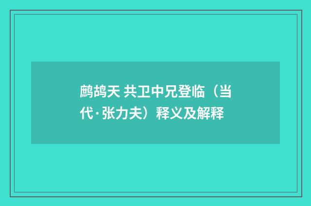鹧鸪天 共卫中兄登临（当代·张力夫）释义及解释