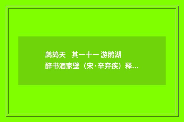 鹧鸪天 其一十一 游鹅湖醉书酒家壁（宋·辛弃疾）释义及解释