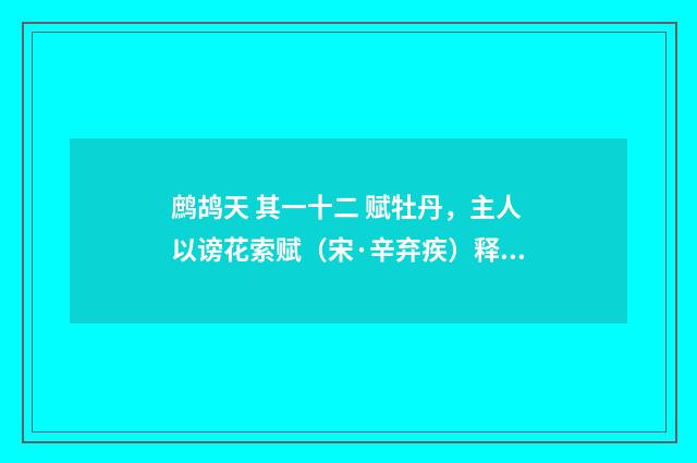 鹧鸪天 其一十二 赋牡丹，主人以谤花索赋（宋·辛弃疾）释义及解释