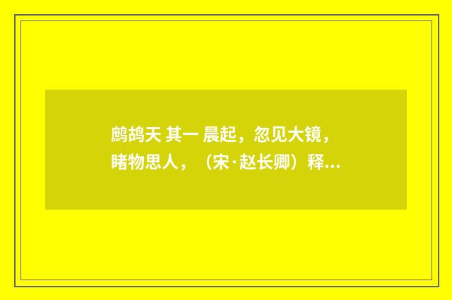 鹧鸪天 其一 晨起，忽见大镜，睹物思人，（宋·赵长卿）释义及解释
