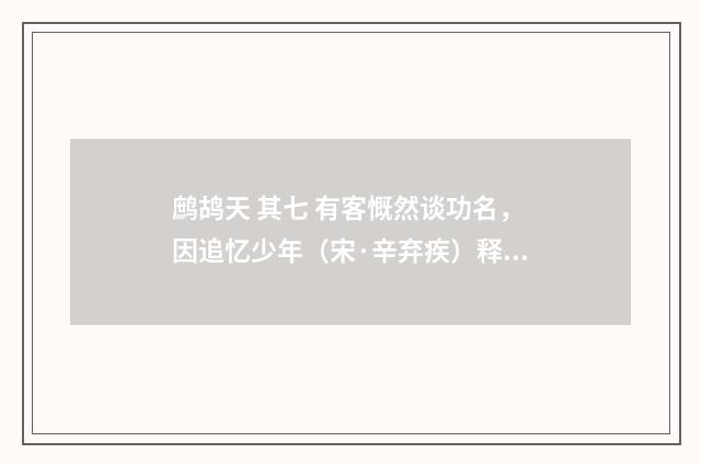 鹧鸪天 其七 有客慨然谈功名，因追忆少年（宋·辛弃疾）释义及解释