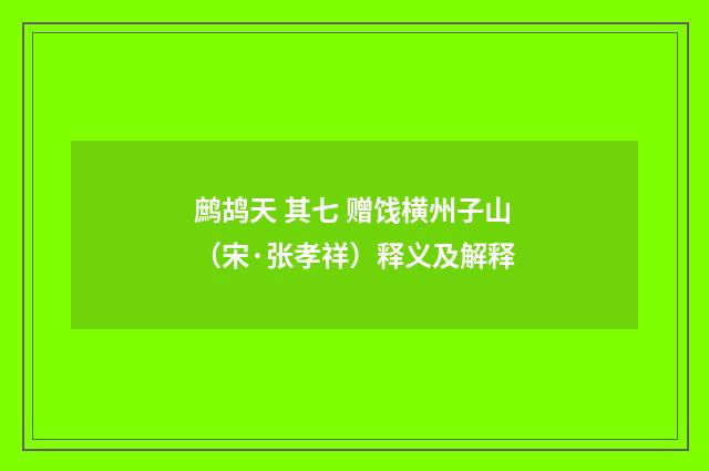 鹧鸪天 其七 赠饯横州子山（宋·张孝祥）释义及解释