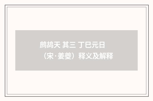 鹧鸪天 其三 丁巳元日（宋·姜夔）释义及解释