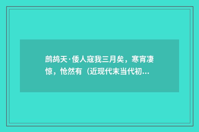 鹧鸪天·倭人寇我三月矣，寒宵凄惊，怆然有（近现代末当代初·袁荣法）释义及解释