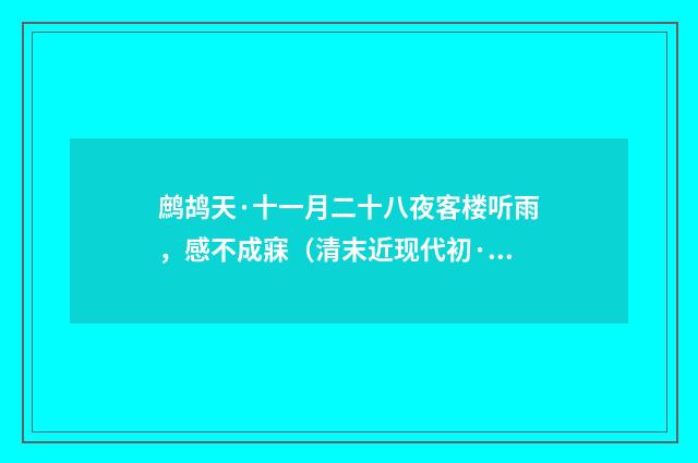 鹧鸪天·十一月二十八夜客楼听雨，感不成寐（清末近现代初·潘飞声）释义及解释