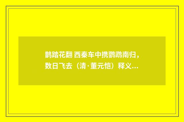 鹊踏花翻 西秦车中携鹦鹉南归，数日飞去（清·董元恺）释义及解释