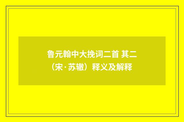 鲁元翰中大挽词二首 其二（宋·苏辙）释义及解释