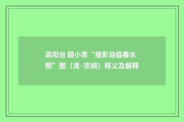 高阳台 题小青“瘦影自临春水照”图（清·宗婉）释义及解释