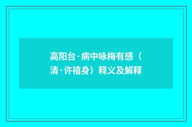高阳台·病中咏梅有感（清·许禧身）释义及解释