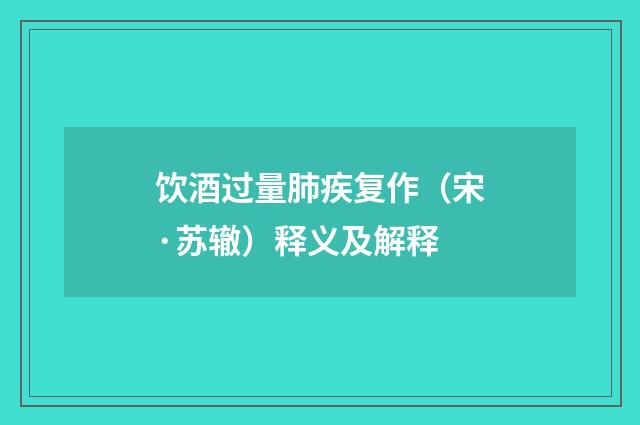 饮酒过量肺疾复作（宋·苏辙）释义及解释