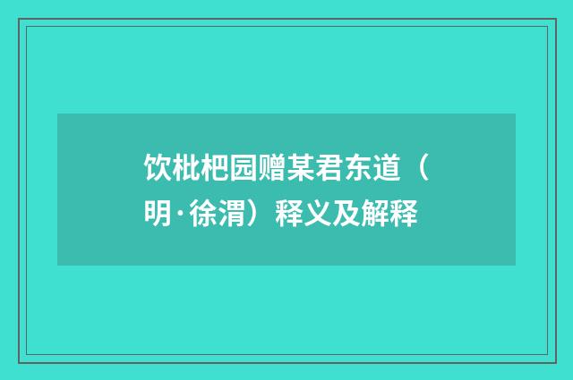 饮枇杷园赠某君东道（明·徐渭）释义及解释