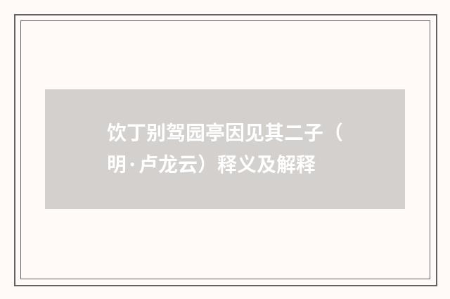 饮丁别驾园亭因见其二子（明·卢龙云）释义及解释