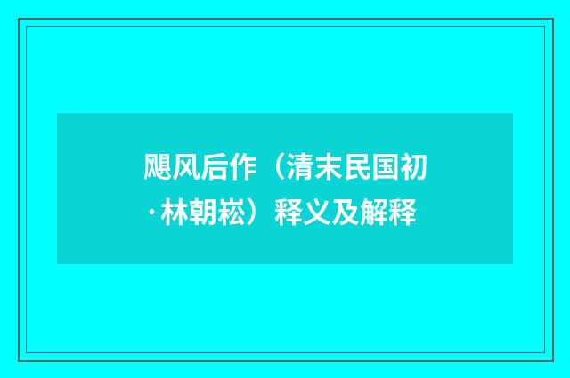 飓风后作（清末民国初·林朝崧）释义及解释