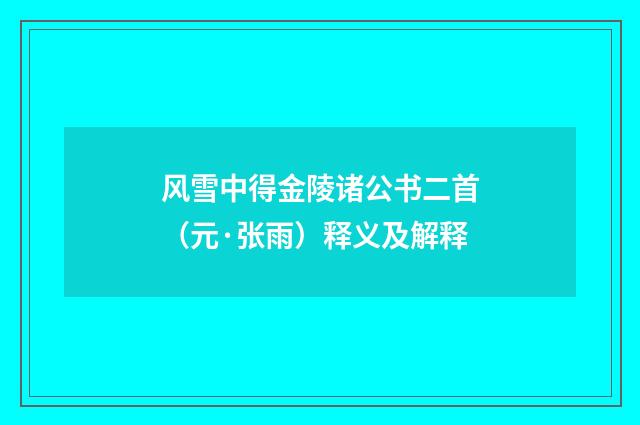 风雪中得金陵诸公书二首（元·张雨）释义及解释