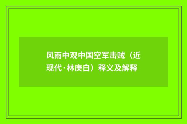 风雨中观中国空军击贼（近现代·林庚白）释义及解释