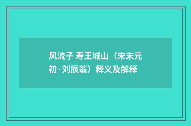 风流子 寿王城山（宋末元初·刘辰翁）释义及解释