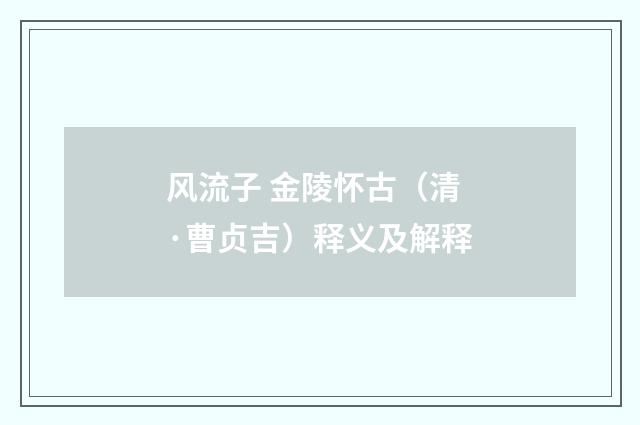 风流子 金陵怀古（清·曹贞吉）释义及解释
